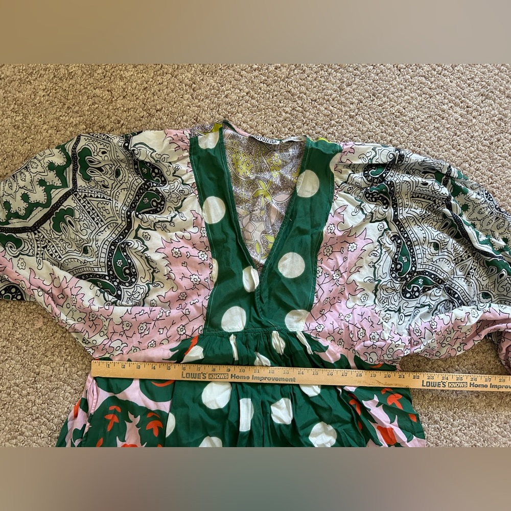 Essentiel Antwerp Green, multicolor print cotton blend boho maxi dress size XS - Picture 9 of 11